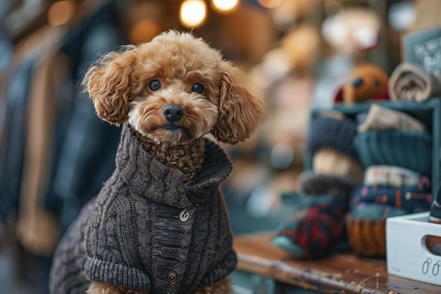 Poodle in a Stylish Dog Boutique