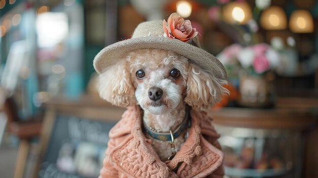 Photo poodle in a stylish dog boutique