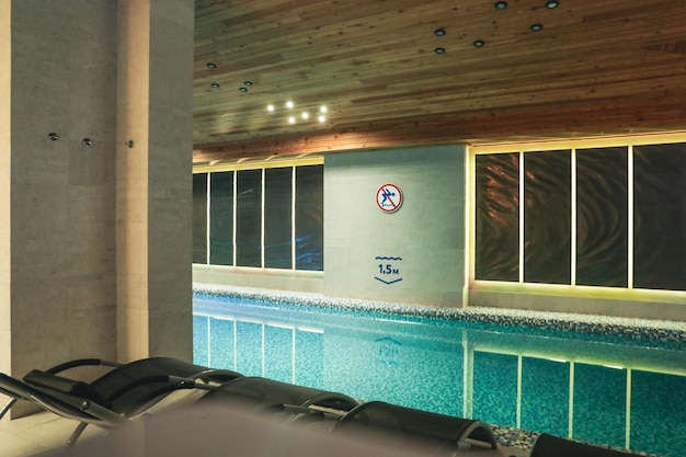 Pool for relaxing in hotel spa center