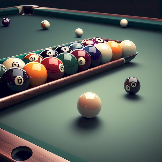 Photo a pool table with a number six and a billiard ball