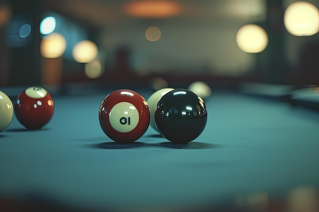 A pool table with a number ten and eight ball