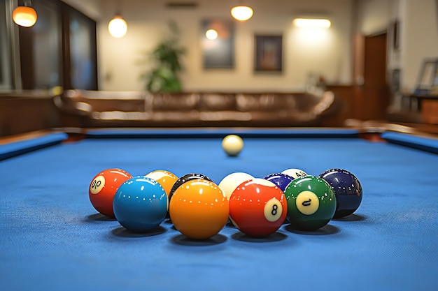 Photo a pool table with a pool ball and a pool ball