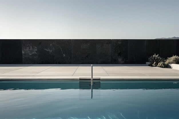 Photo a pool with a bench and a bench in the water