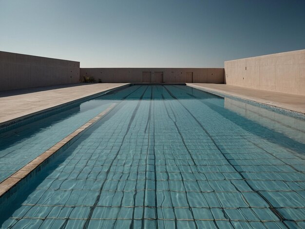 Photo a pool with a blue water and a wall that says  no swimming