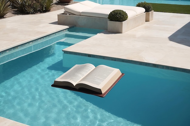 Photo a pool with a book on it