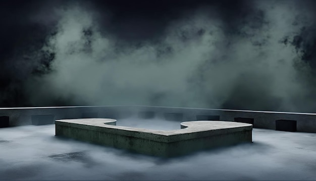 A pool with a green background and smoke coming out of it.