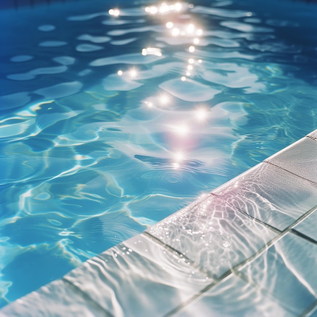 Photo a pool with a tile floor and a tile border that says sunshine