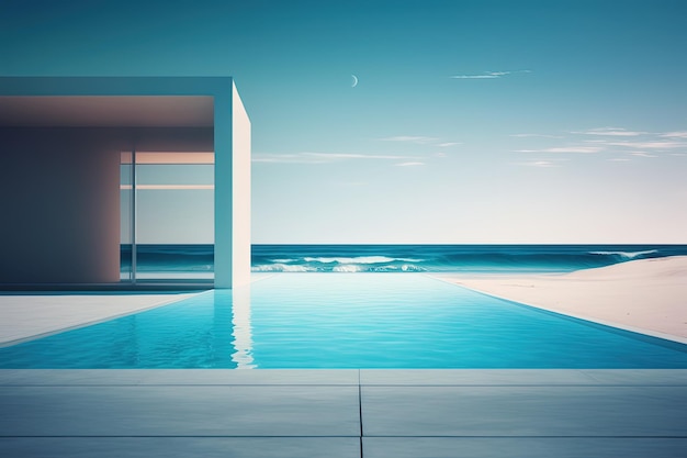 A pool with a view of the ocean generative AI