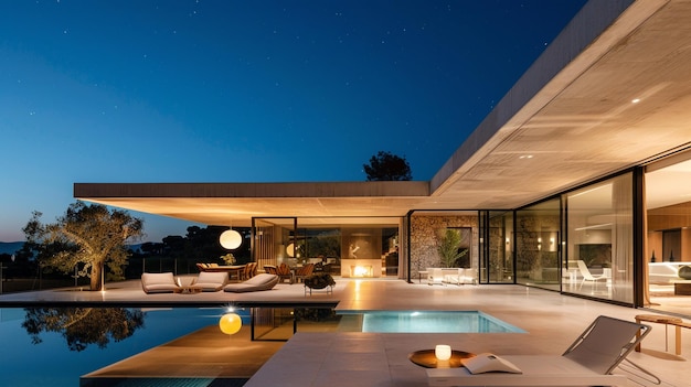 a pool with a view of the pool and the house in the background