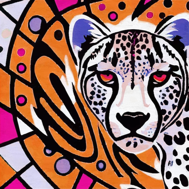 Pop Art Cheetah Retro Cat Jungle Tropical Leopard Square Art