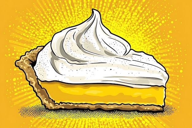 Photo pop art lemon meringue pie slice illustration