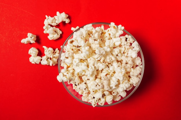 Popcorn on color surface