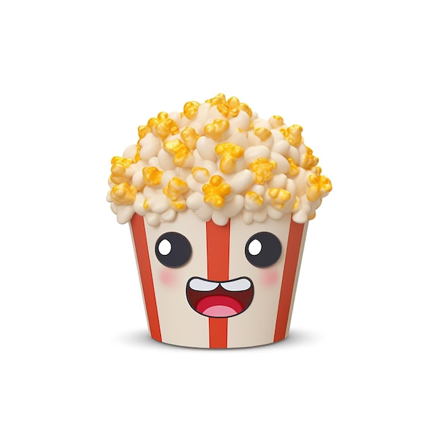 A popcorn container with a face that says " popcorn " on it.