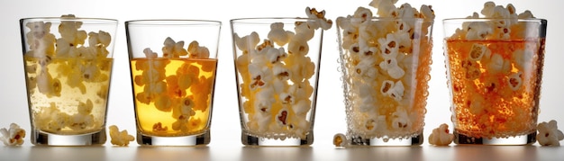 Popcorn in a glass on a table