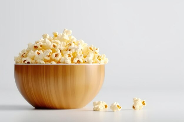 Popcorn inside a large bowl with a minimalistic background