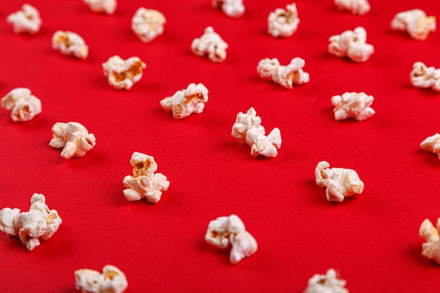 Popcorn macro on a red background