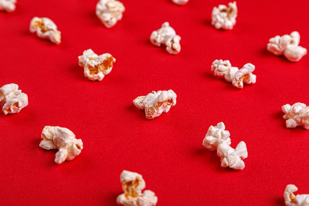 Popcorn macro on a red background