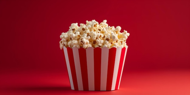 Popcorn paper bucket on red background