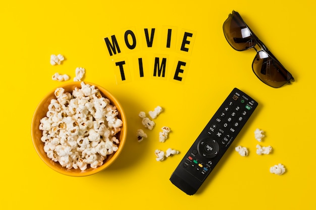 Popcorn and remote for tv