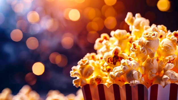 popcorn in a striped red and white striped bucket