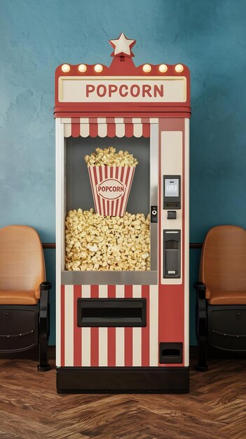 Photo popcorn vending machine in cinema vintage style