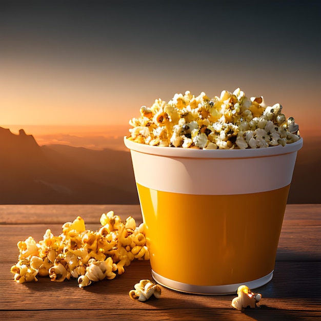 Popcorn on a Wooden Table