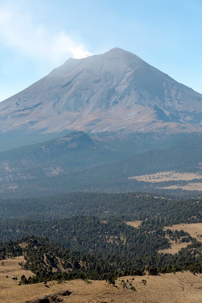 Popocatepetl volcano as viewed from high on neighboring Iztaccihuatl