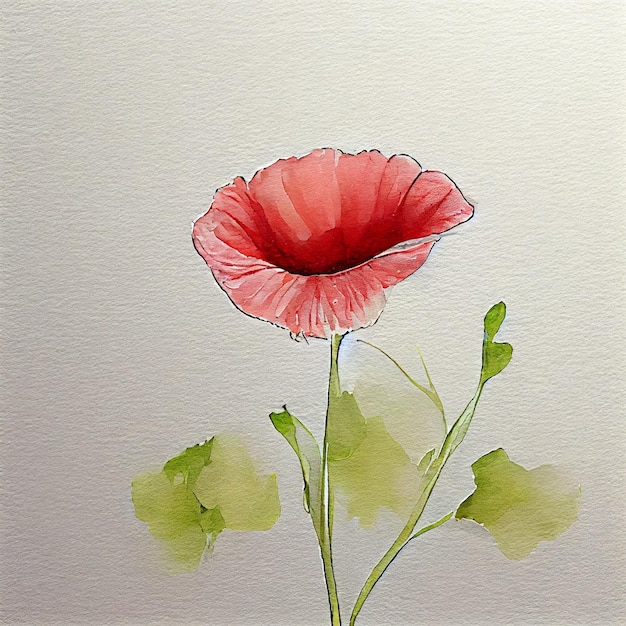 Poppy Beautiful Flower Watercolor Colorful Illustration