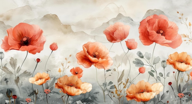 Poppy Fields Wallpaper Artistic Digital Flowers