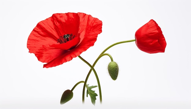 Poppy Flower Elevation Side View Isolated