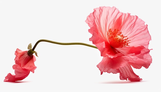 Poppy Flower in Side View Isolated