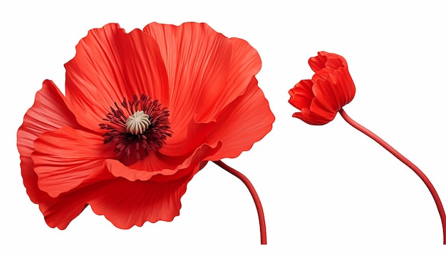 Poppy Flower in Side View Isolated