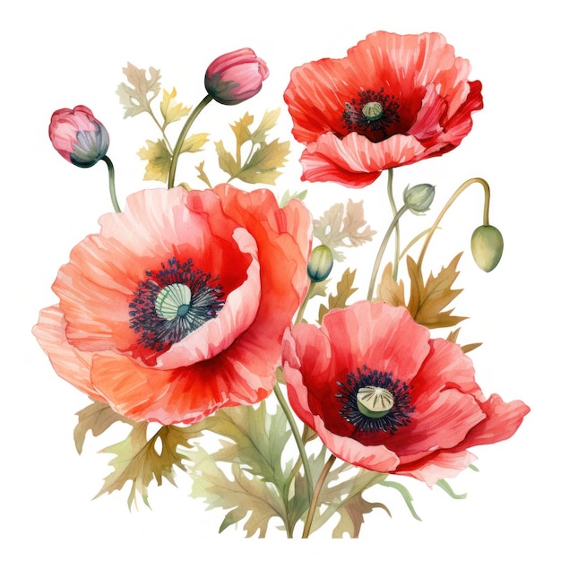 Poppy flowers isolated