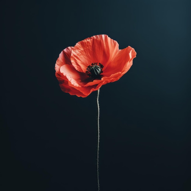 Poppy flowers in the studio Concept of minimalism and elegance