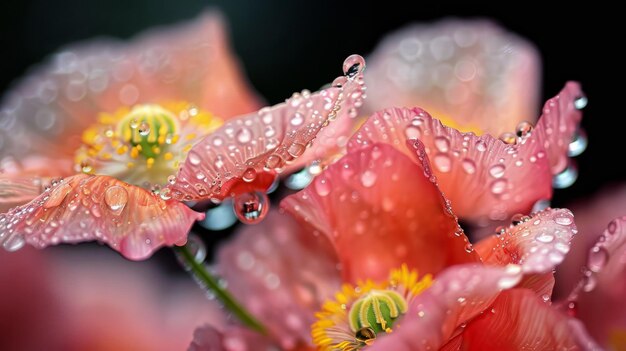 Photo poppy flowers with water drops flowers background