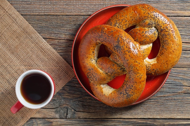 Poppy pretzels and tea