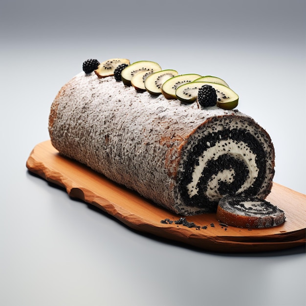 poppy seed cake roulade realistic no background