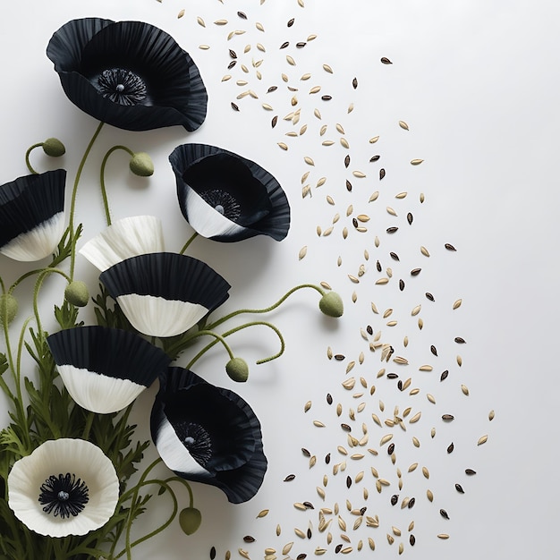 Poppy Seeds and Flower in Nature