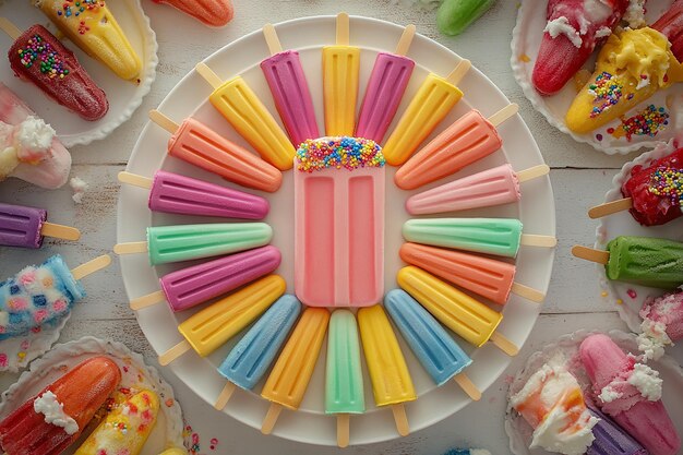 Photo popsicle ice cream arrangement top view