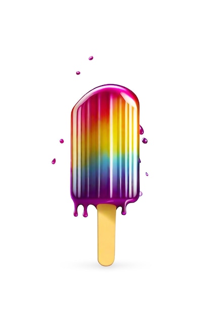 Popsicle ice cream Fruit popsicle Melting ice cream Isolated on white background AI generated