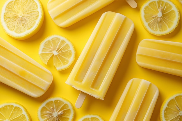 Popsicle ice cream with lemon slices