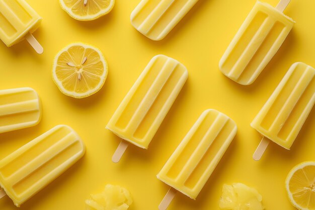 Popsicle ice cream with lemon slices