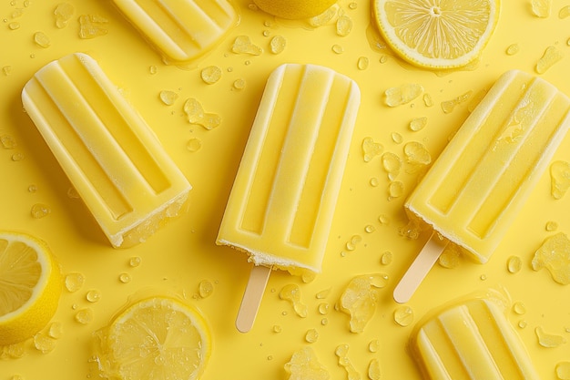 Popsicle ice cream with lemon slices