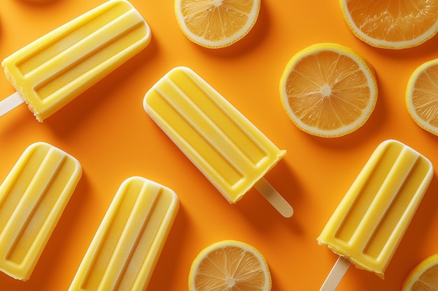 Popsicle ice cream with lemon slices