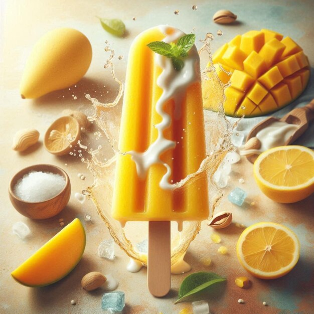 A Popsicle Makes a Splash in a Ripe Mango