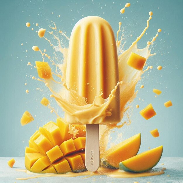 A Popsicle Makes a Splash in a Ripe Mango