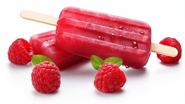 Photo popsicle raspberry fruit on a white background