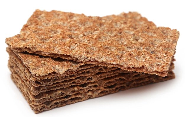 Popular crisp bread of Nordic countries over white background