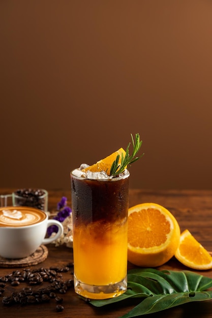 Popular morning coffee with orange americano