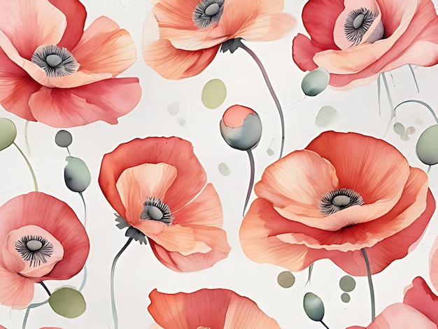 popy flower seamless pattern